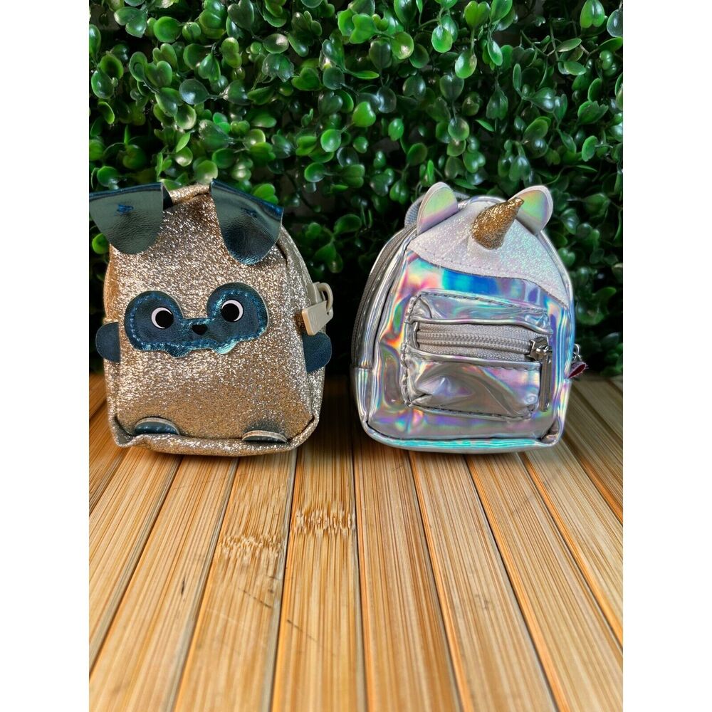 Bundle Real Littles Mini Backpack Glitter Pug Shopkins Mini Unicorn Holographic